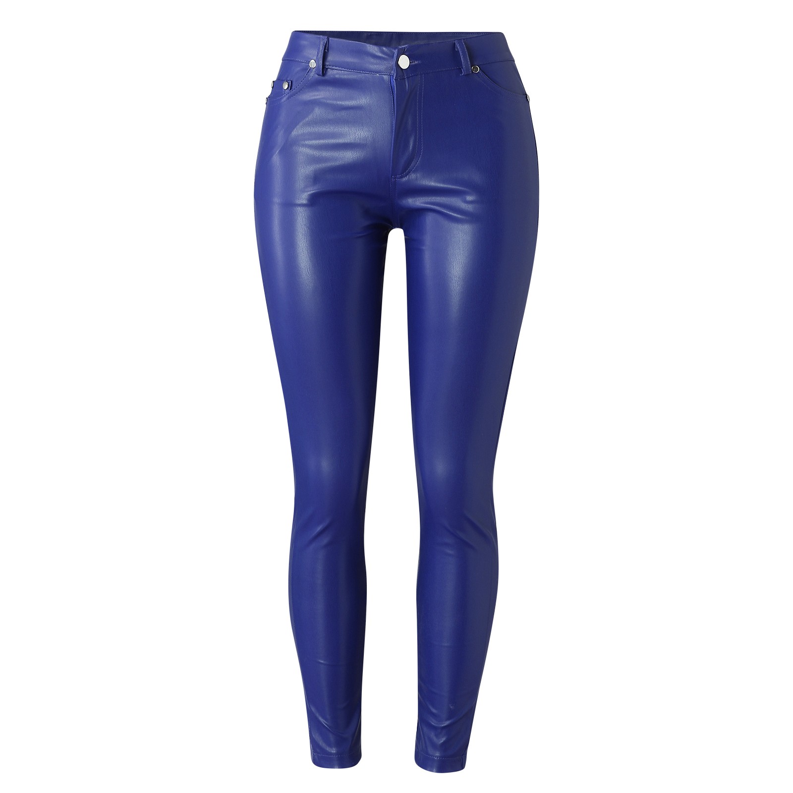 thumbnail image 4 of Pantalones deportivos de cintura alta para mujer: color liso, detalle de botones, poliéster; leggings para entrenar/adelgazar, 4 of 8